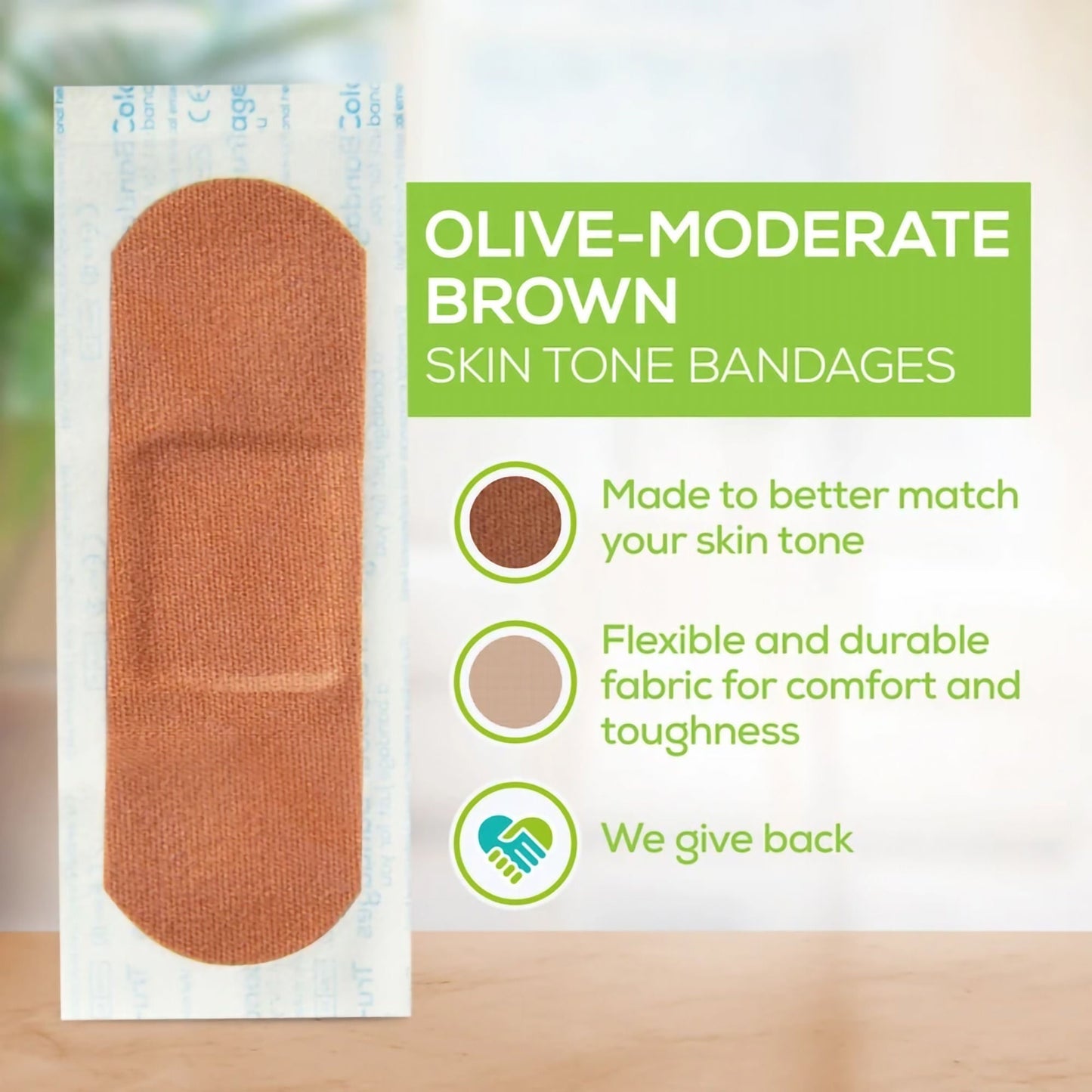 Tru-Colour Skin Tone Shade Fabric Bandage Adhesive Strips – Olive