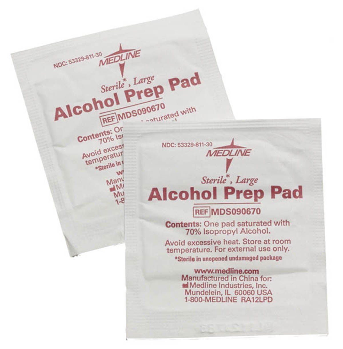 Medline Alcohol Prep Pad 70% Strength Isopropyl Alcohol Individual Packet Large