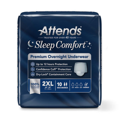 Attends® Sleep Comfort Premium Overnight Underwear, 68 – 80 Inches