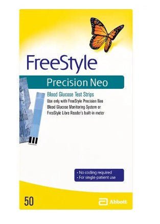 FreeStyle Percision Neo Blood Glucose Test Strips 50 Strips For use with Freestyle Blood Glucose Meter