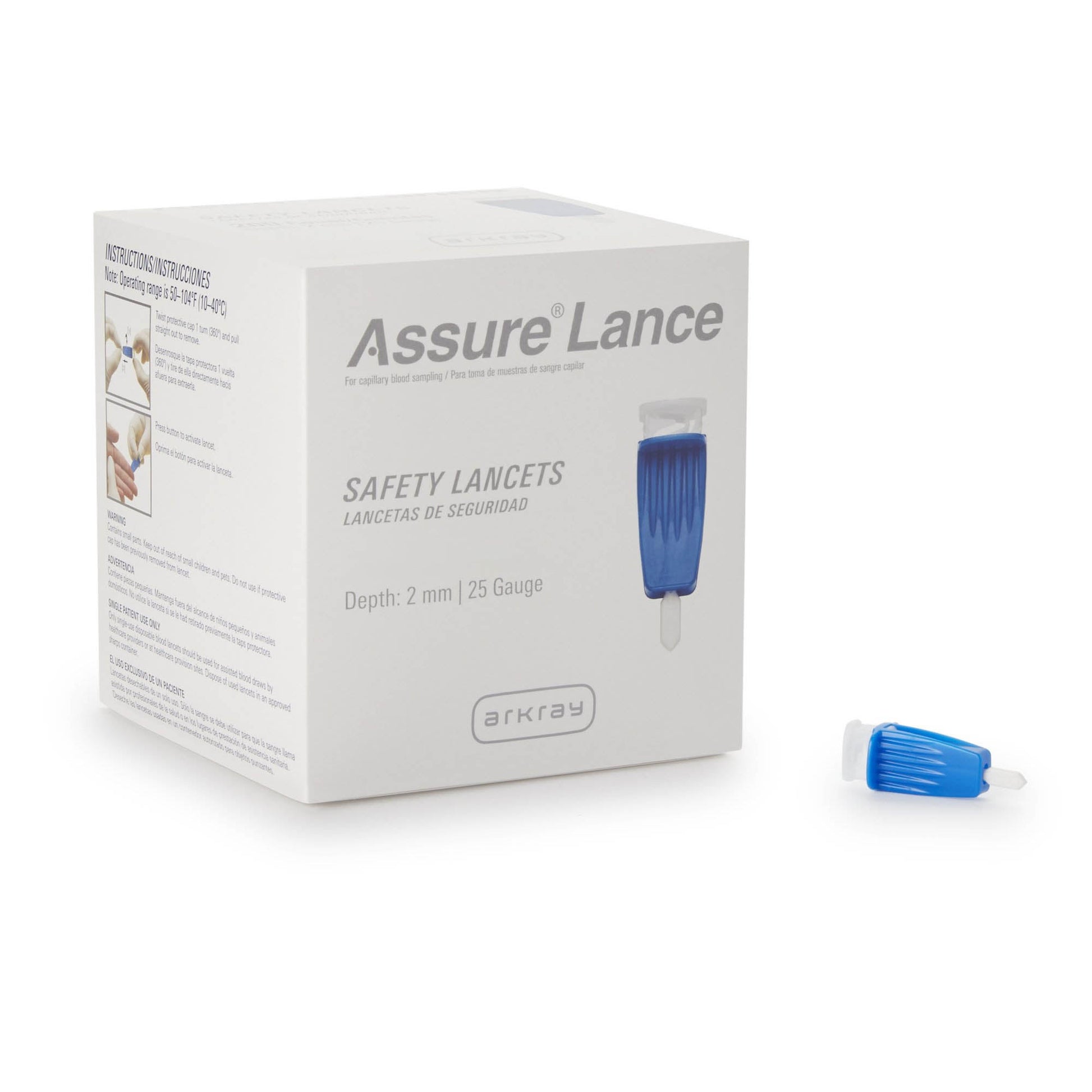 Assure® Lance 25G Safety Lancets, 2 mm Depth, Dark Blue