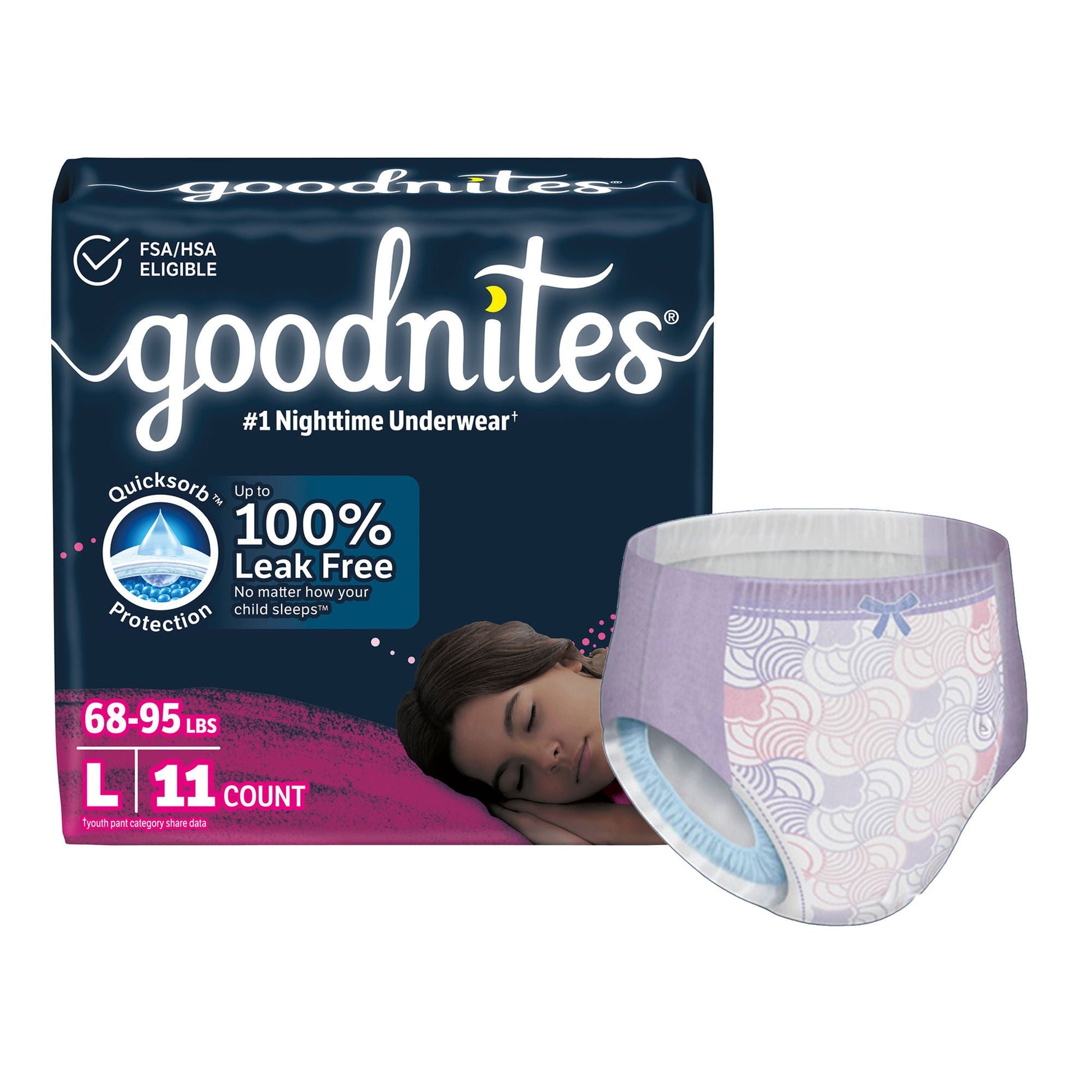 GoodNites® Night Time Underwear, for Girls weighing 68 – 95 lbs.