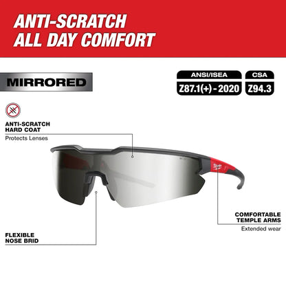 Milwaukee Safety Glasses - Mirrored Anti-Scratch Lenses 48-73-2019
