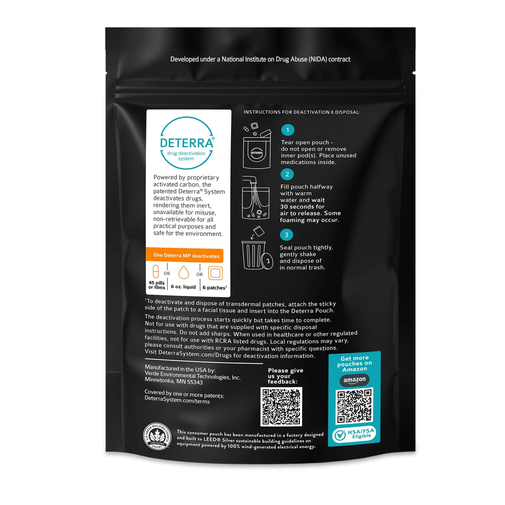 Deterra® Drug Disposal Pouch for Disposal of Pharmaceuticals, Medium
