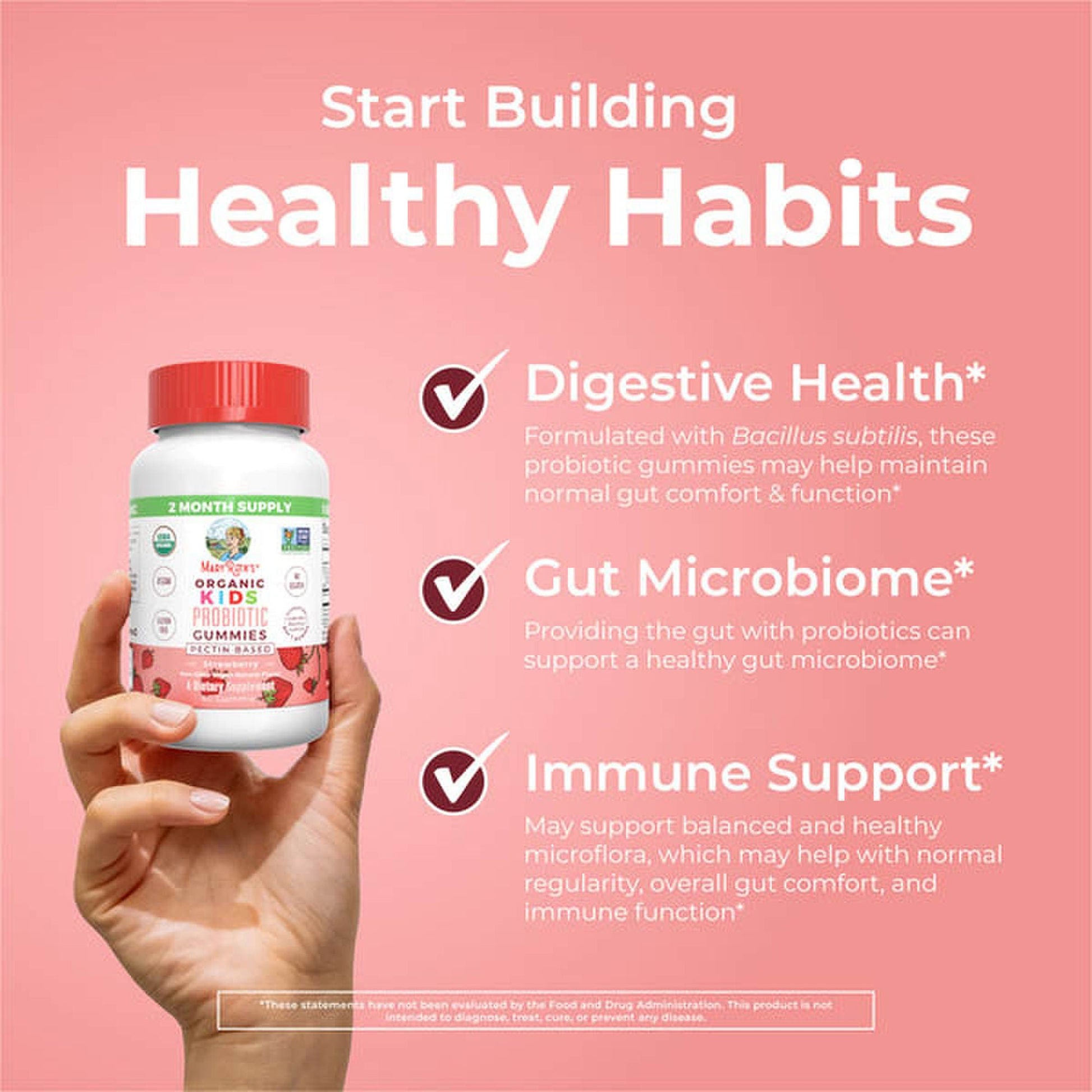Mary Ruth's™ Organic Kids Probiotic Gummies, Strawberry Flavor