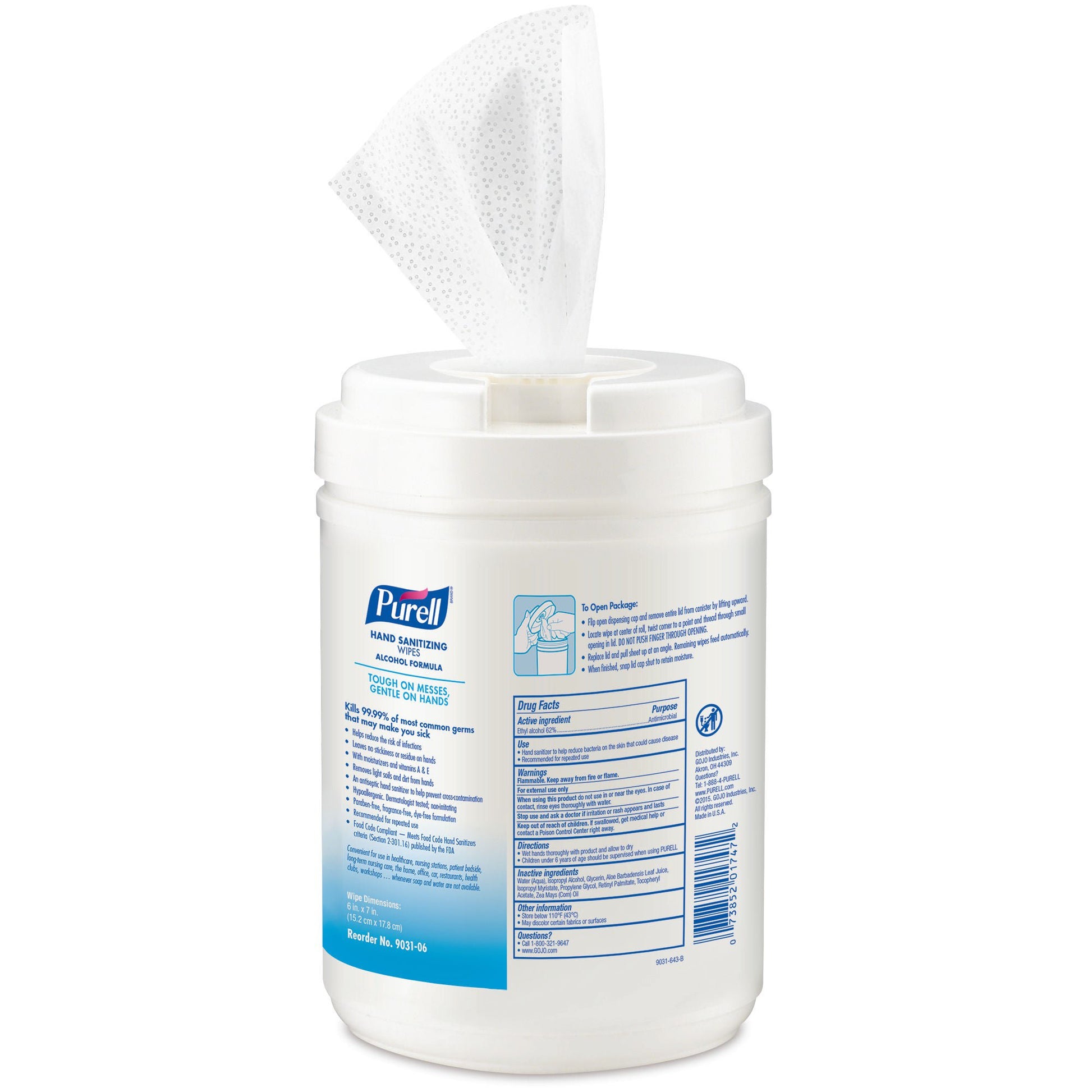 Purell® Hand Sanitizing Wipes, Ethyl Alcohol Wipe Canister
