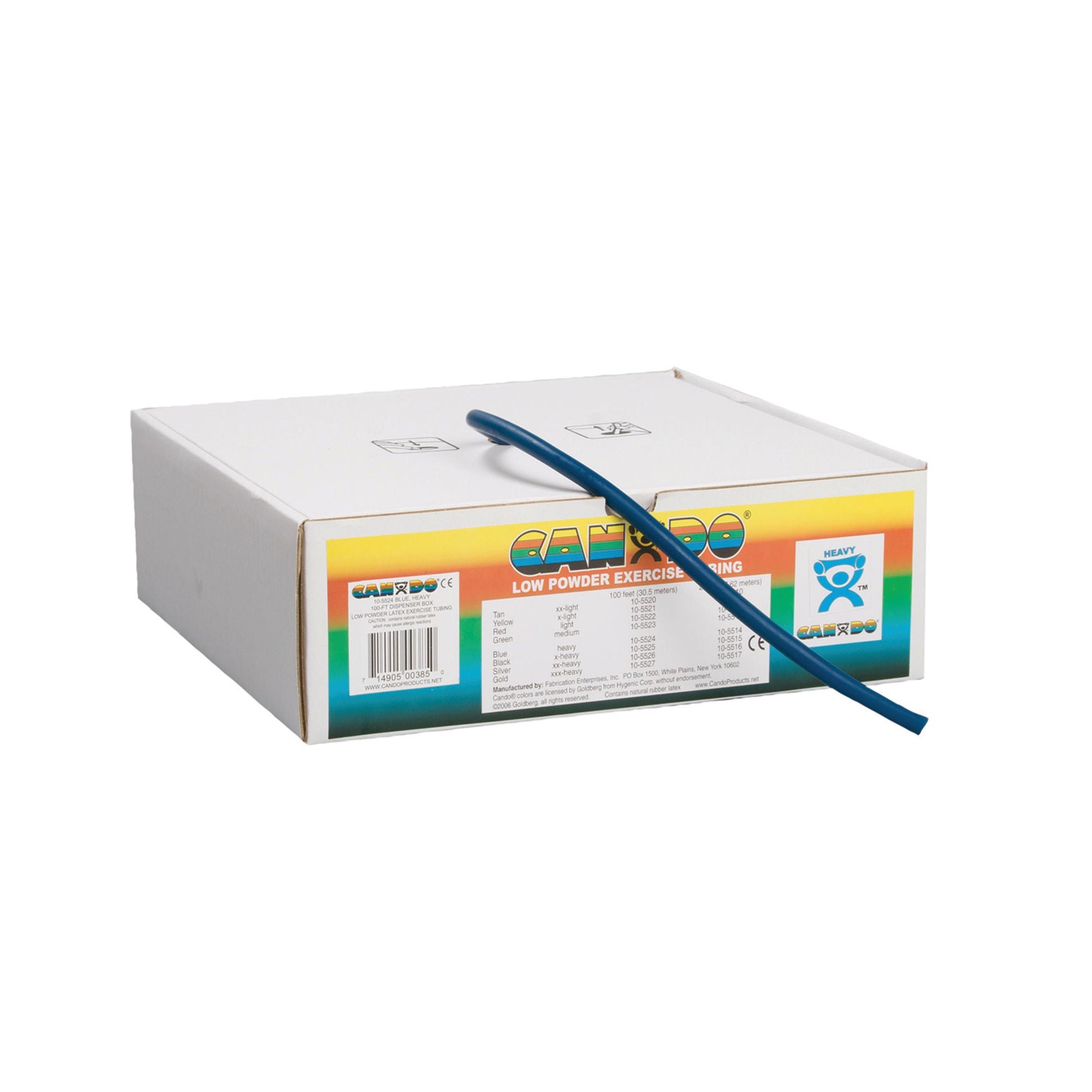 CanDo® Low Powder Exercise Resistance Tubing, Blue, 100', Heavy Resistance