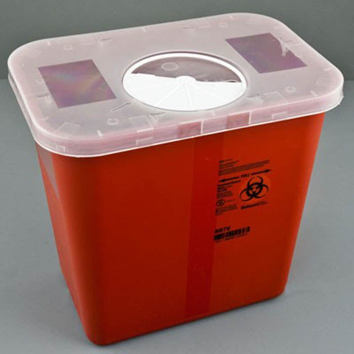 Sharps Container Red Base Vertical Entry
