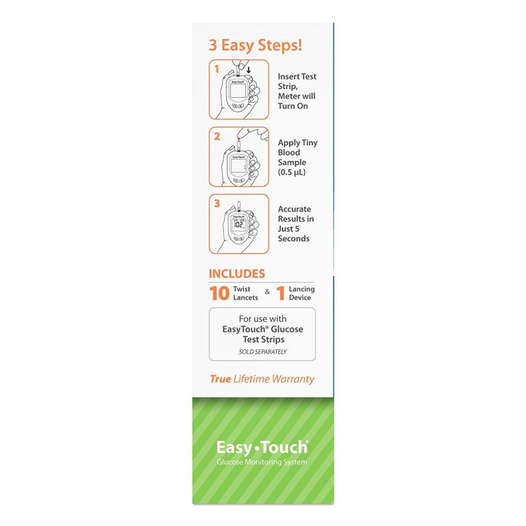 Easy Touch Blood Glucose Meter 5 Second Results Stores up to 300 Result No Coding Required