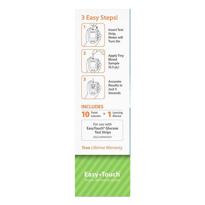Easy Touch Blood Glucose Meter 5 Second Results Stores up to 300 Result No Coding Required
