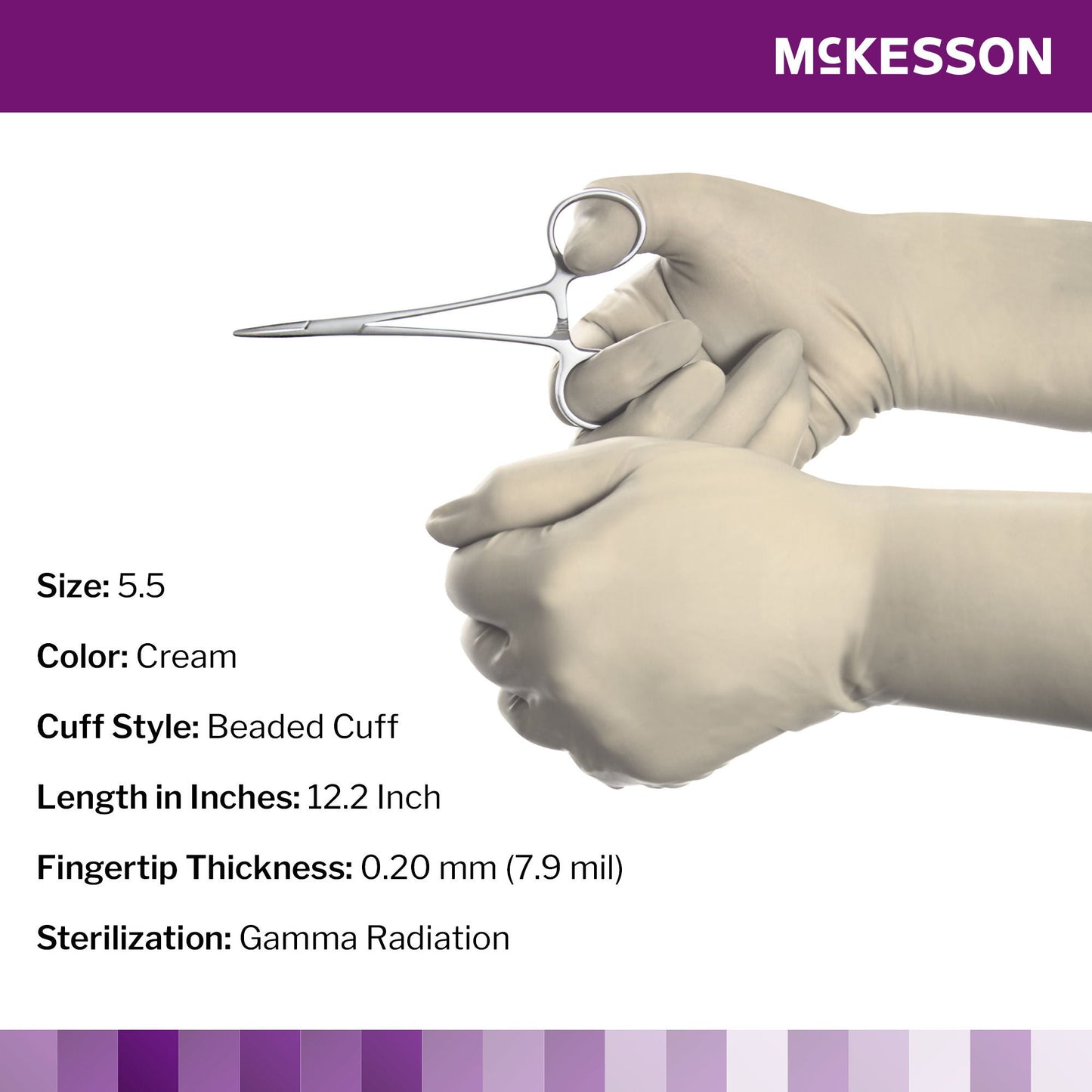 Sterile McKesson Perry® Synthetic Surgical Gloves Polychloroprene Surgical Gloves, Cream - view 2