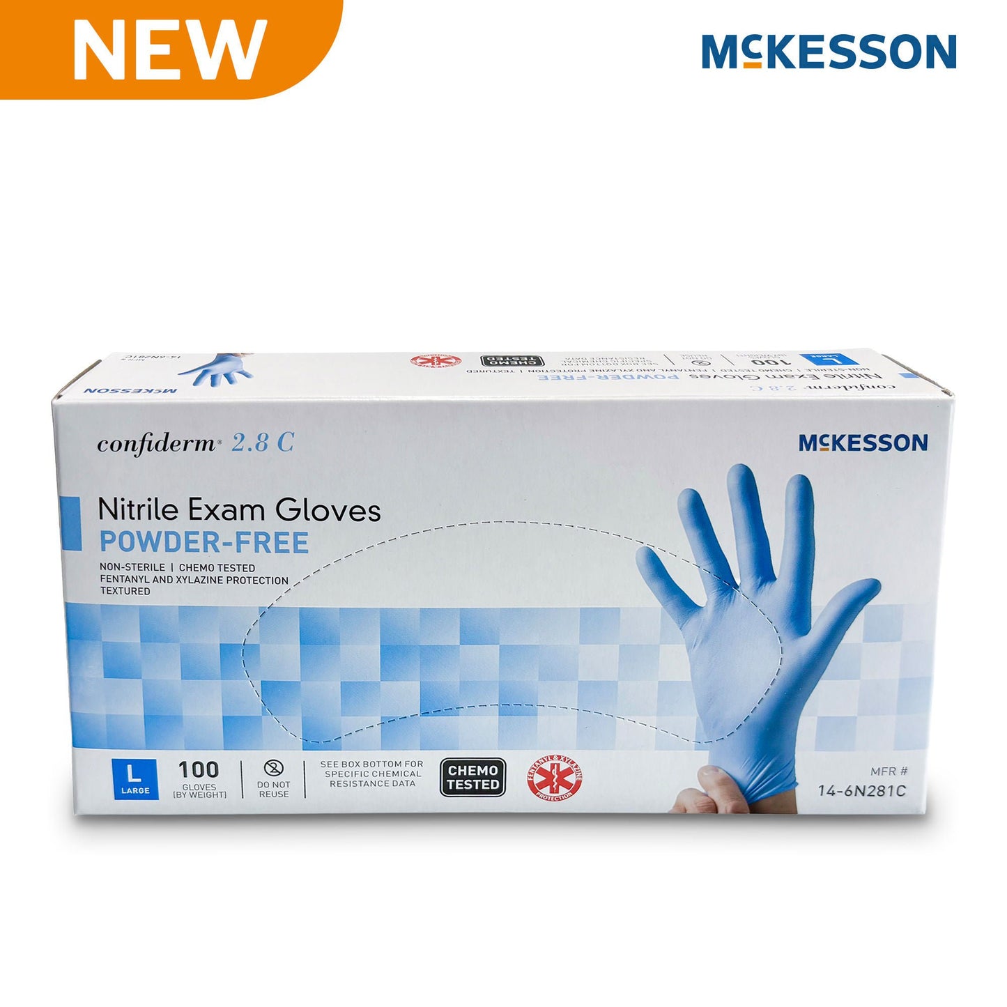 McKesson Confiderm® 2.8 C Nitrile Exam Gloves, Ocean Blue
