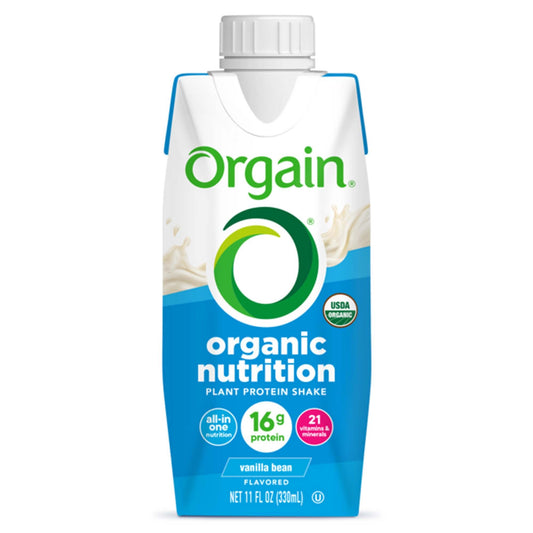 Orgain Organic Nutrition Vegan Shake Oral Supplement Vanilla Bean Flavor Liquid Carton