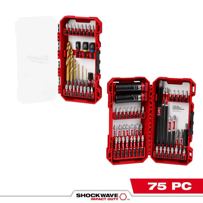 Milwaukee 75 PC SHOCKWAVE Impact Duty Drill, Drive & Fasten Set 48-32-4098 | 75-Piece