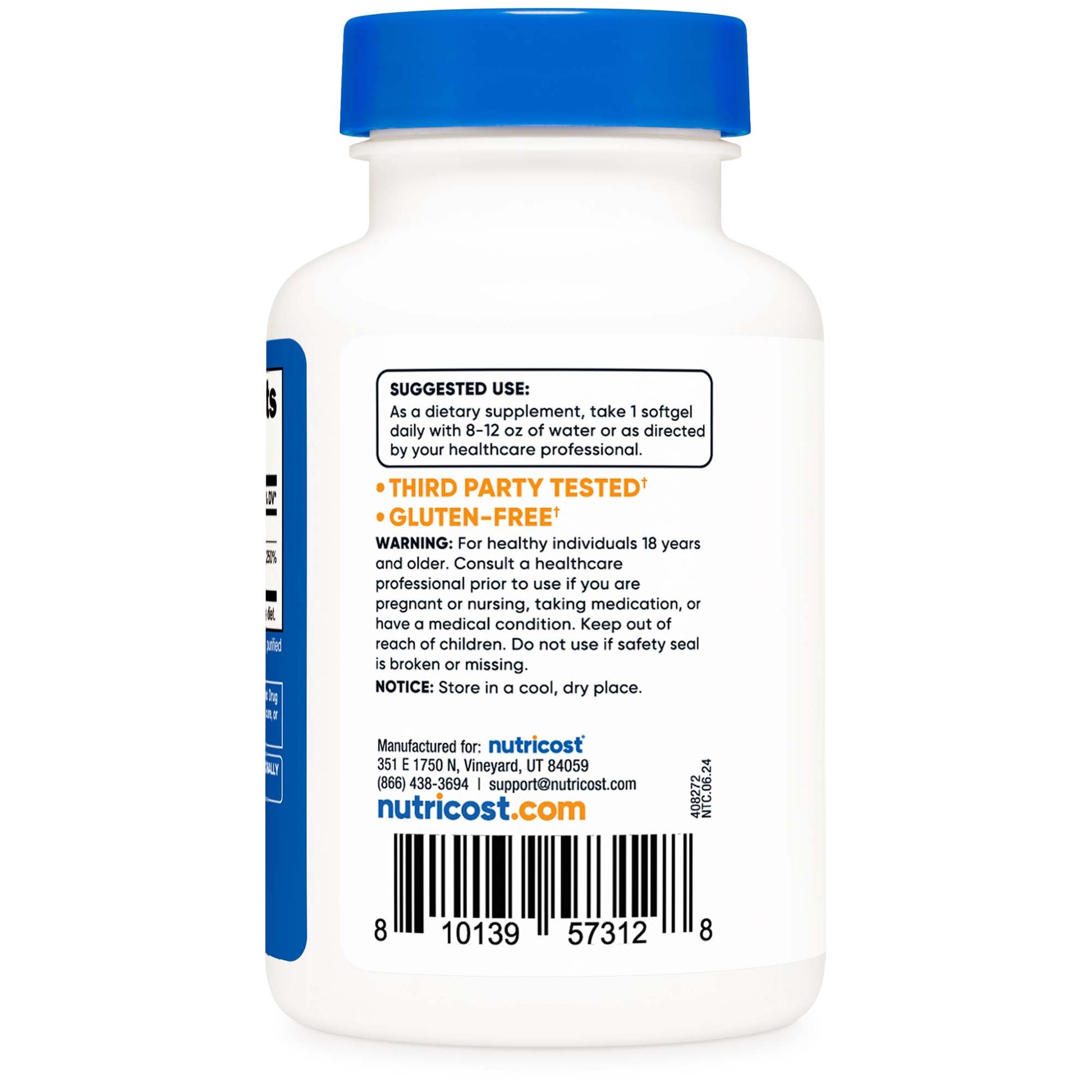 nutricost Dietary Supplement Vitamin D3 10,000 IU Strength Softgel