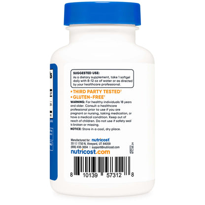 nutricost Dietary Supplement Vitamin D3 10,000 IU Strength Softgel