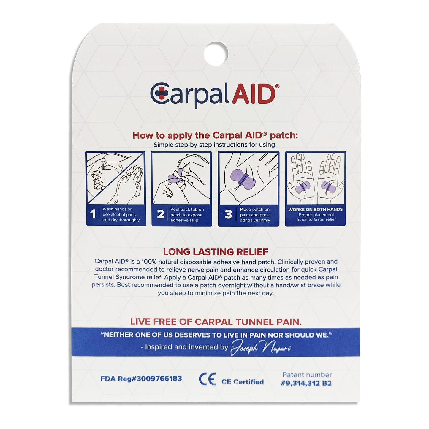 Carpal Aid® Patch Hand-Based Carpal Tunnel Support