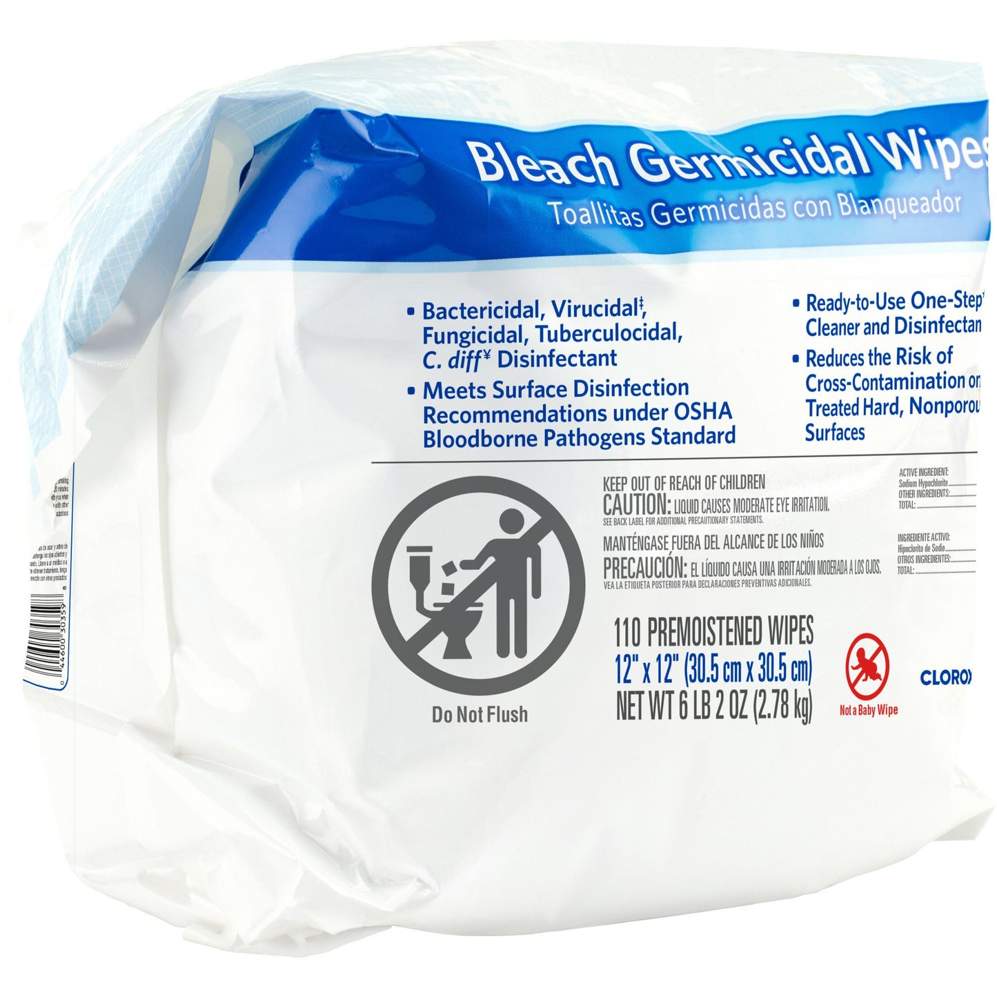 Clorox Healthcare® Bleach Germicidal Wipes, Refill Pouch, .
