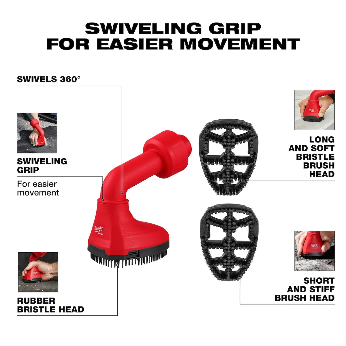 Milwaukee AIR-TIP Swiveling Palm Brush 49-90-2020 | 4-Piece