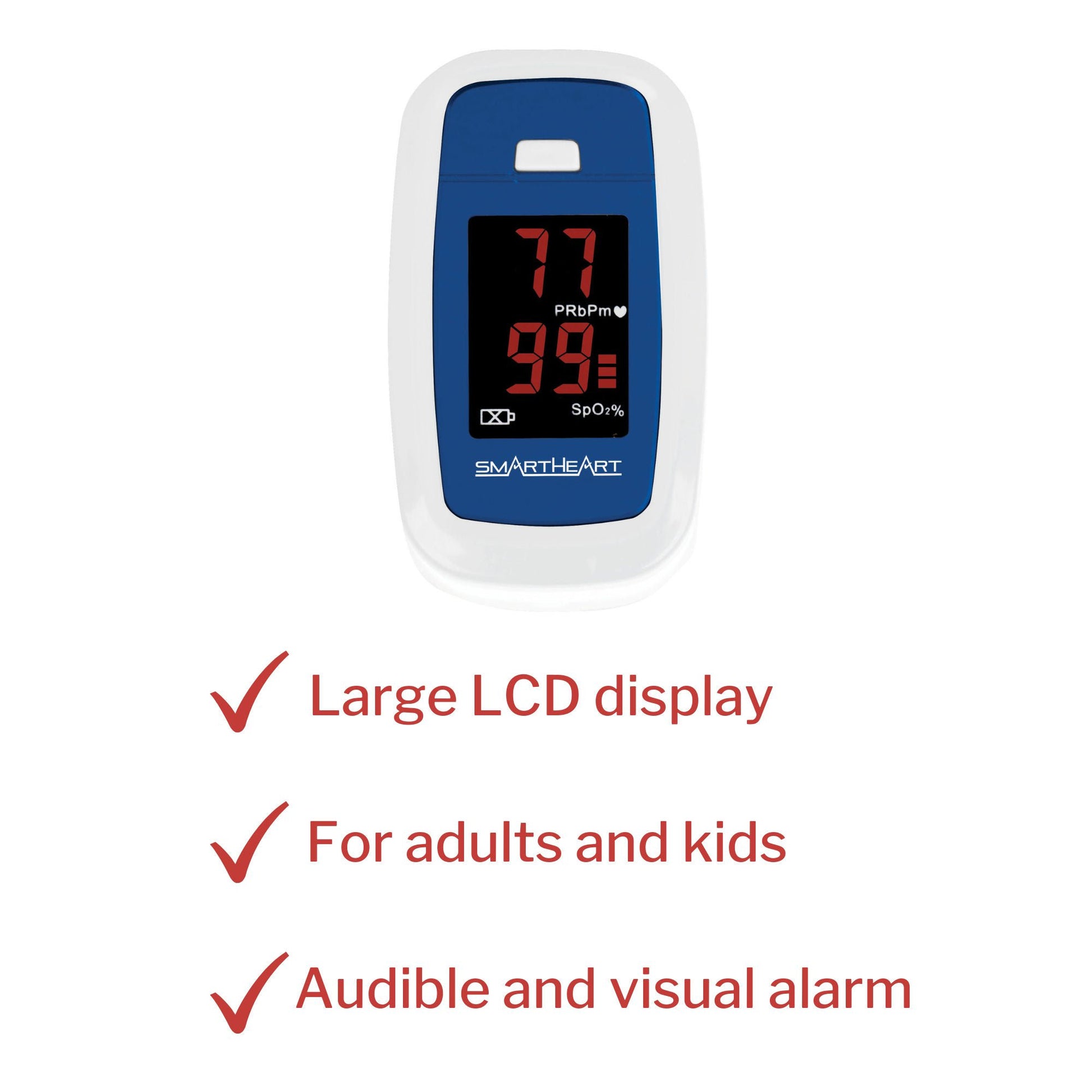 SmartHeart Fingertip Pulse Oximeter for Blood Oxygen Saturation, Economy