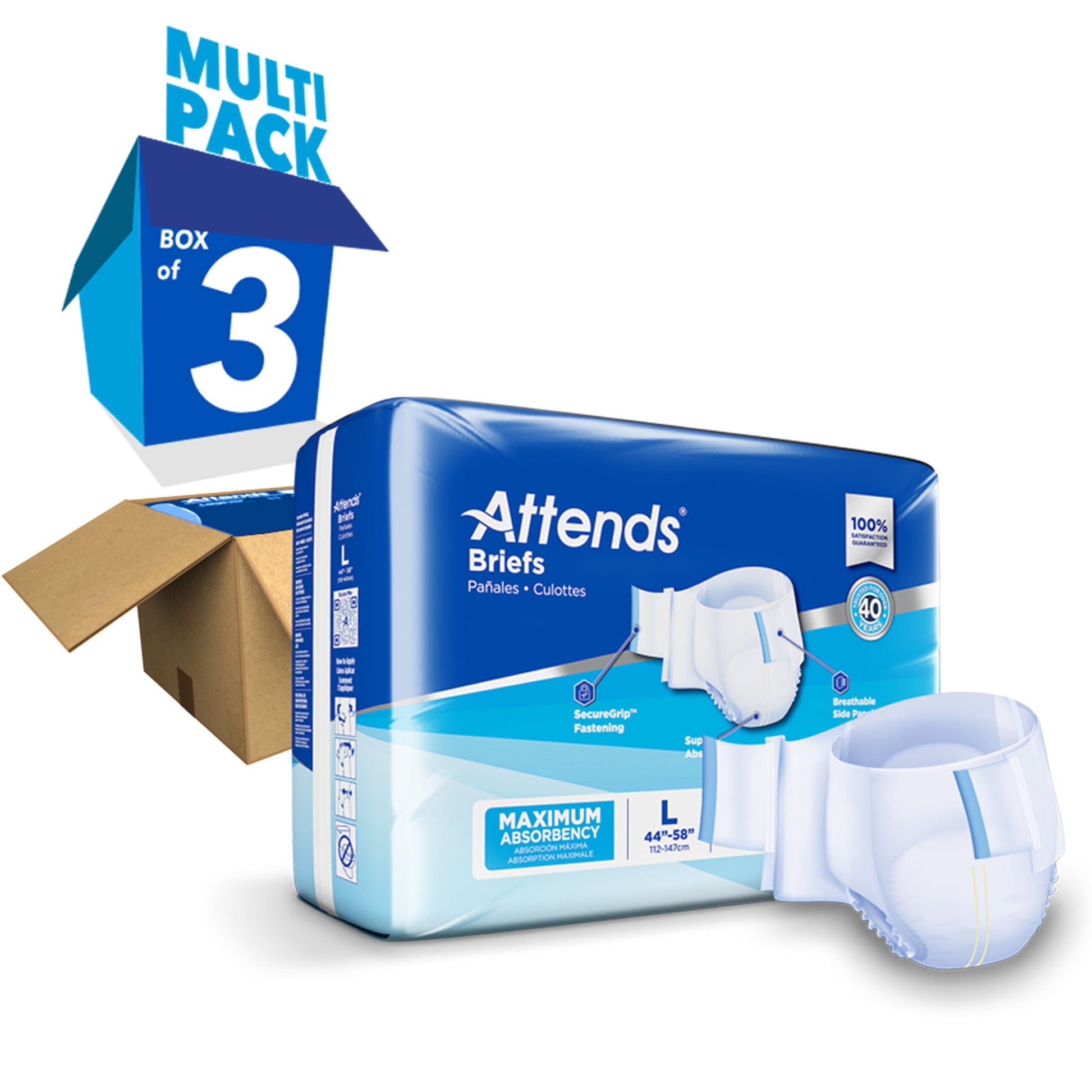 Attends® Briefs, Adult, Heavy Absorbency, Disposable