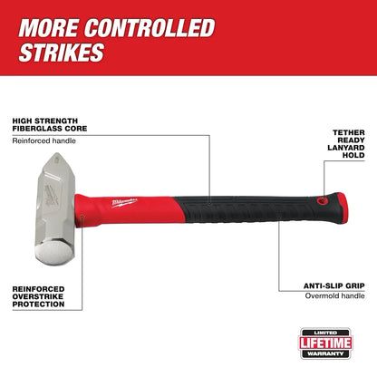 Milwaukee 4lb Fiberglass Cross Peen Hammer 48-22-9315 | Forged Steel