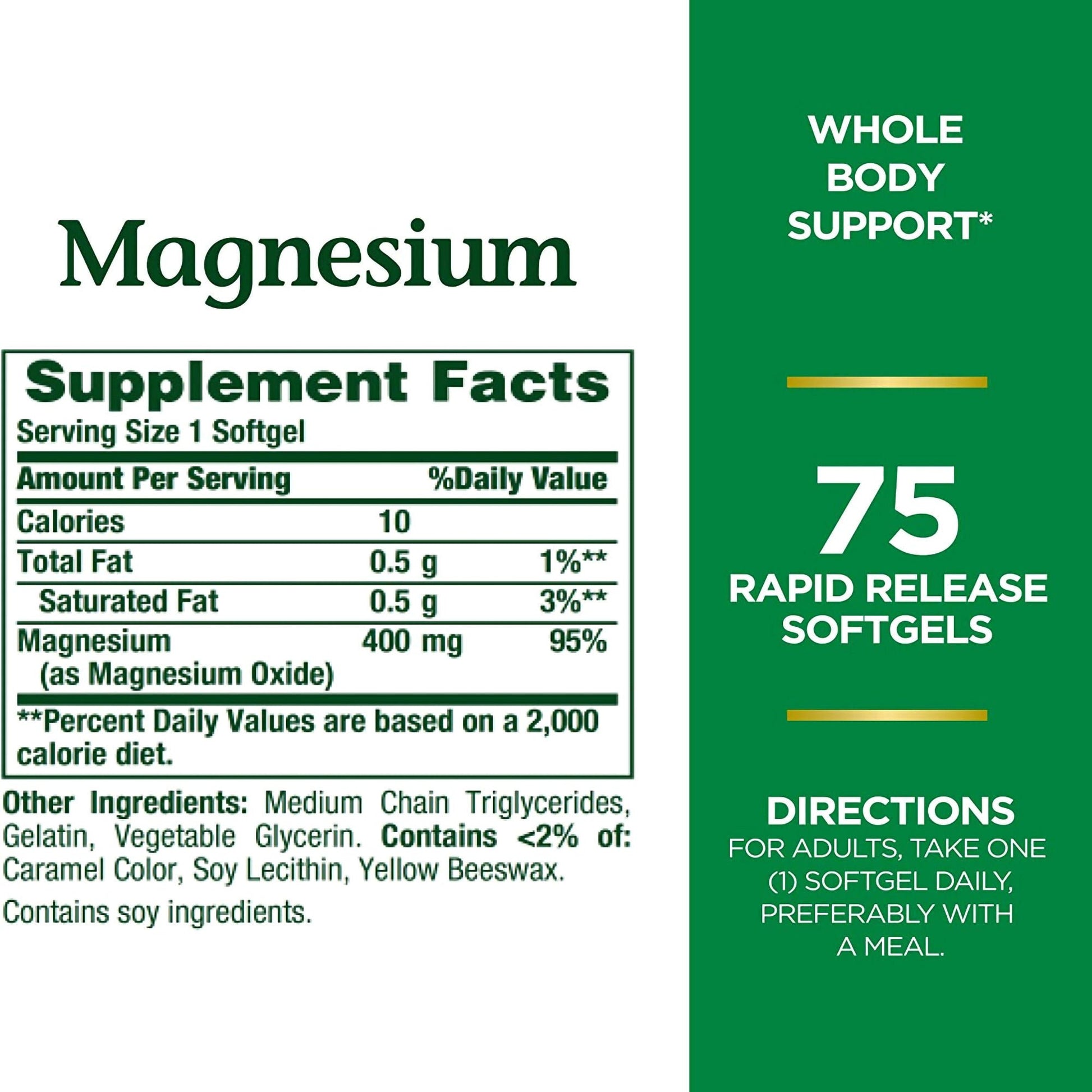 Nature's Bounty® Magnesium 400 mg Mineral Supplement Rapid Release Softgels