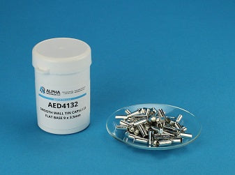 Smooth Wall Tin Capsules (H=9mm, D=3.5mm) Flat Bottom - Alpha Resources part AED4132 (replaces Elementar 200015479)