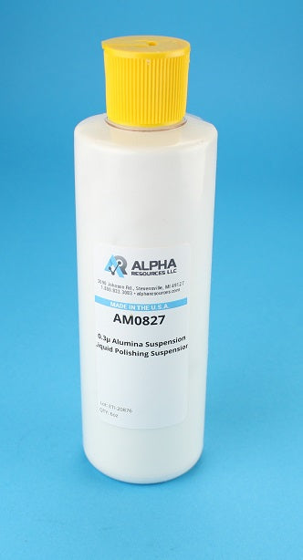 Alpha Alumina Suspension, 0.3 Micron Liquid Polishing Suspension - Alpha Resources part AM0827 (replaces LECO 810-827)