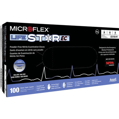 Ansell MICROFLEX LifeStar EC LSE-104 — dual-color breach detection detail showing blue interior layer