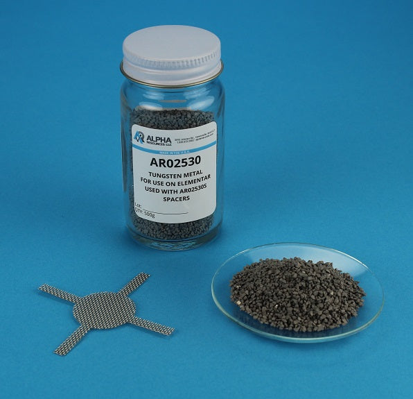 Tungsten Kit Complete With 500G (AR02530) Of Tungsten And 25 Tungsten Spacers (AR02530S) - Alpha Resources part AR02530X (replaces Elementar 200010174)