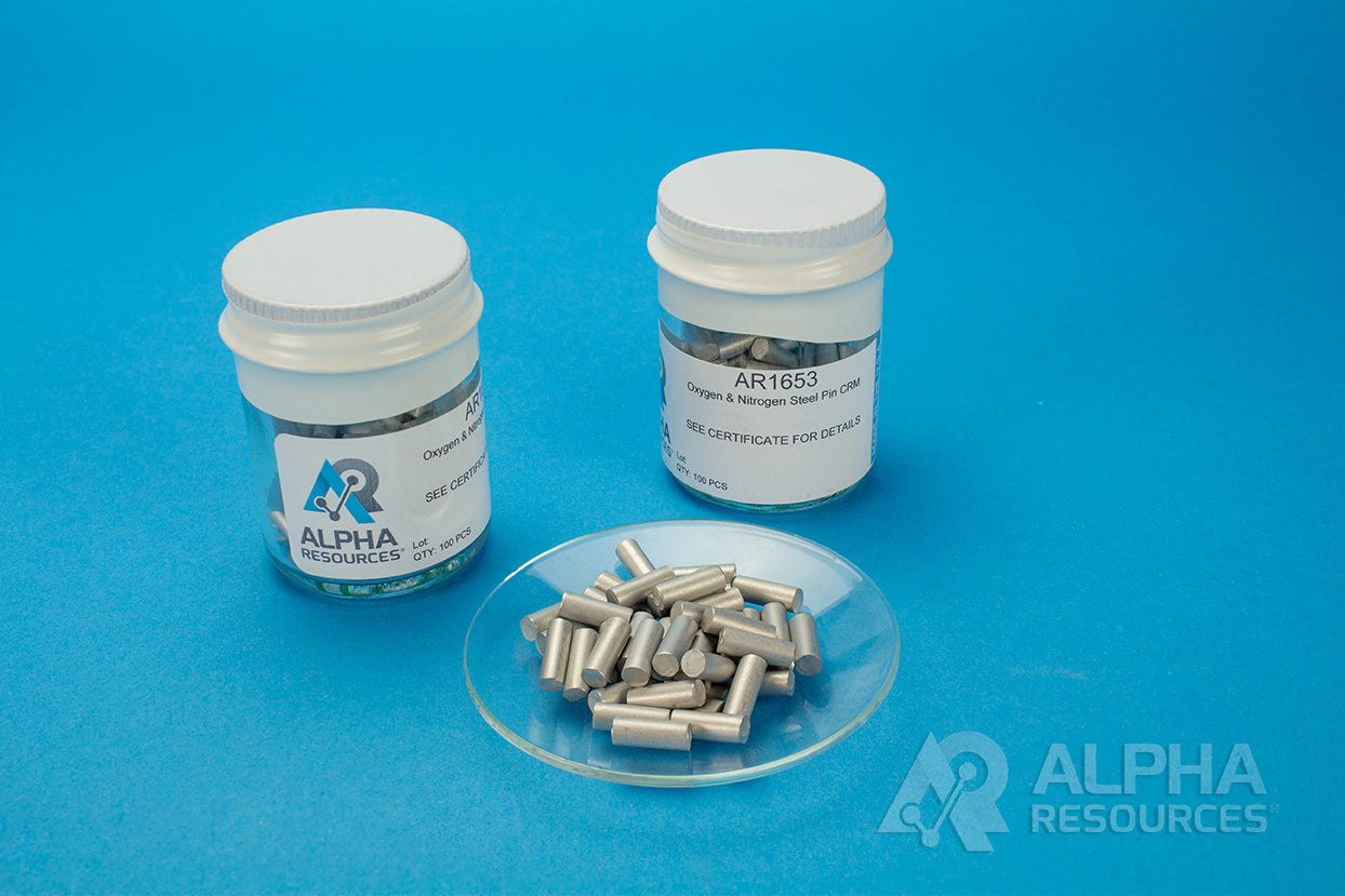 Oxygen and Nitrogen in Steel CRM (O= 0.0008%, N= 0.0040%) - 1g Pin - Alpha Resources part AR1653 (replaces ELTRA 91100-1001 P91100-1001)