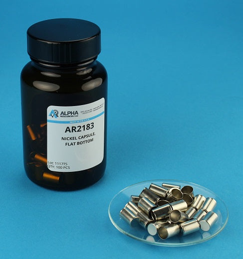 Smooth Wall Nickel Capsule (H=10mm, OD=6.5mm) Flat Bottom - Alpha Resources part AR2183 (replaces LECO 502-183)