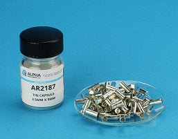Smooth Wall Tin Capsule (H=8mm, D=3.5mm) Flat Bottom - Alpha Resources part AR2187 (replaces LECO 502-187)