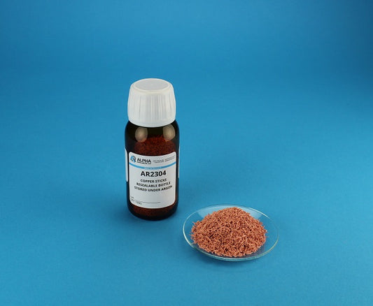 Copper Sticks, Resealable Bottle, Stored Under Argon - Alpha Resources part AR2304 (replaces LECO 502-304)