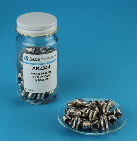 Nickel Baskets (1g baskets) - Alpha Resources part AR2344 (replaces ELTRA 88600-0012)