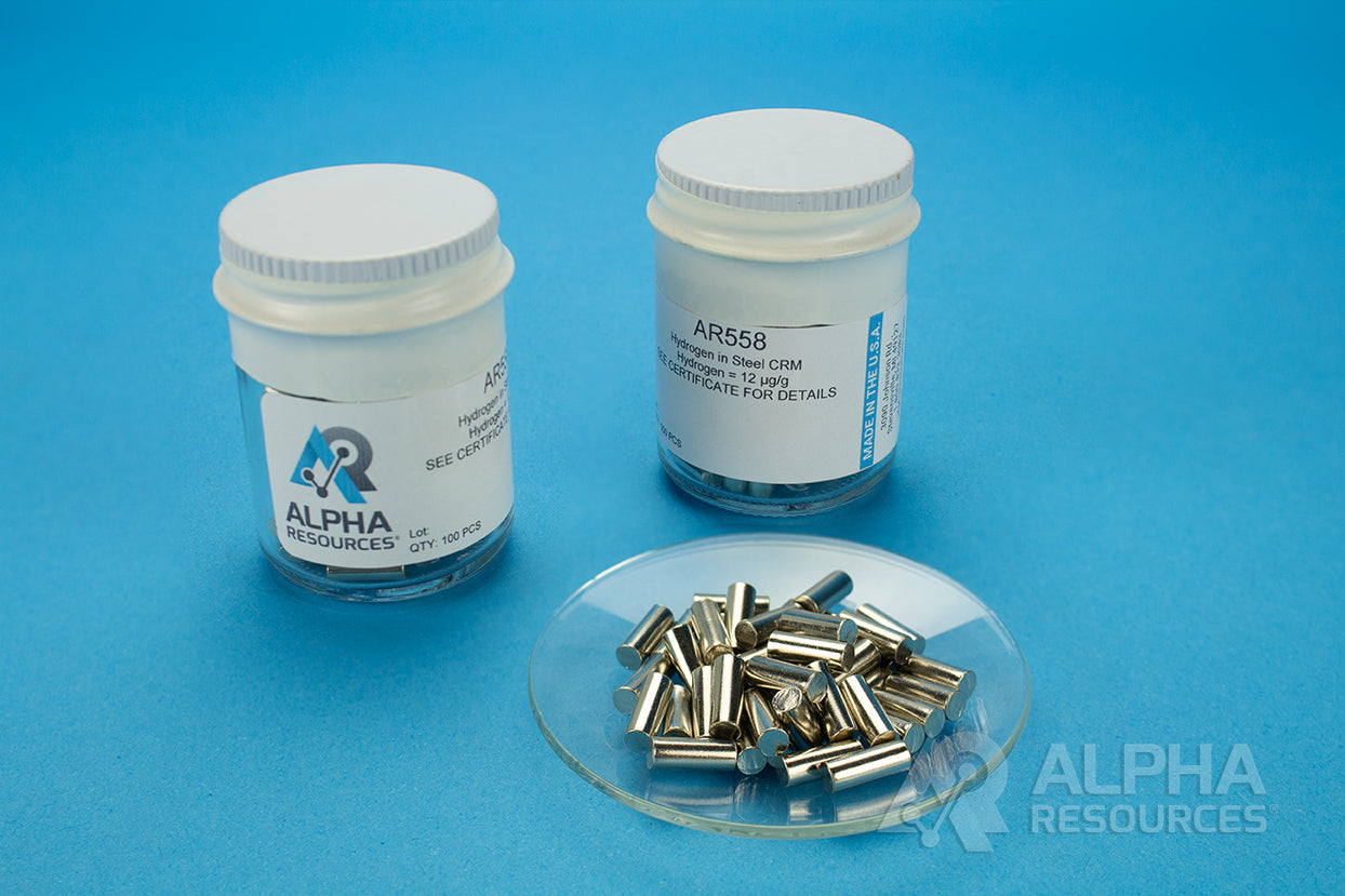 Hydrogen in Steel CRM (H= 0.0012%) - 1g Pin - Alpha Resources part AR558 (replaces Elementar 05 005 298)
