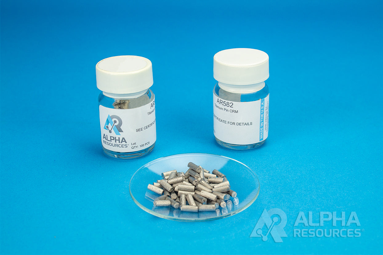 Hydrogen and Carbon in Titanium CRM (H= 0.0042%, C= 0.0054%) - 0.25g Pin - Alpha Resources part AR582