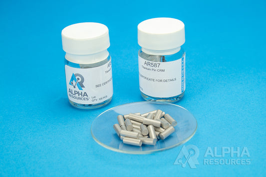 Hydrogen and Carbon in Titanium CRM (H=0.0104% C=0.0082%) - 0.25g Pins - Alpha Resources part AR587