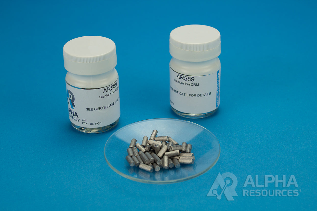 Hydrogen and Carbon in Titanium CRM (H=0.0241% C=0.0116%) - 0.25g Pin - Alpha Resources part AR589