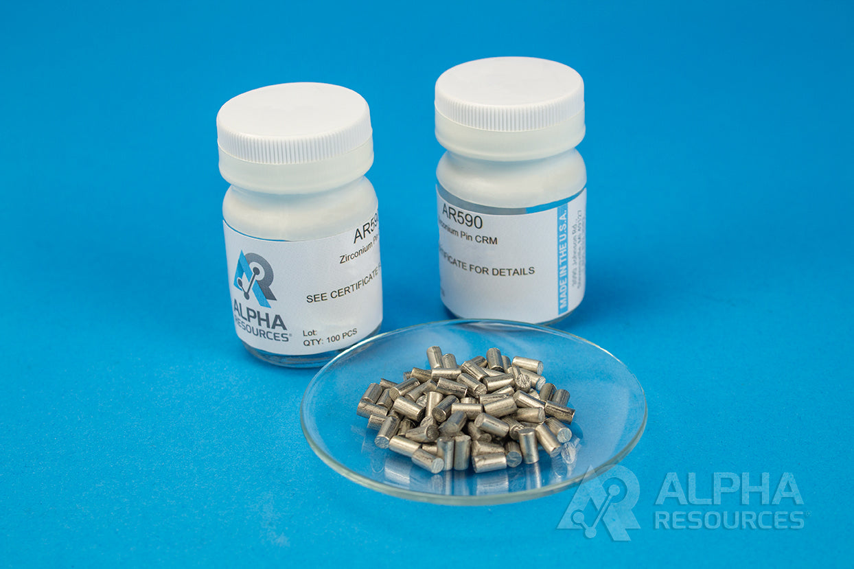 Hydrogen and Carbon in Zirconium CRM (H= 0.0023%, C= 0.0046%) - 0.25g Pin - Alpha Resources part AR590