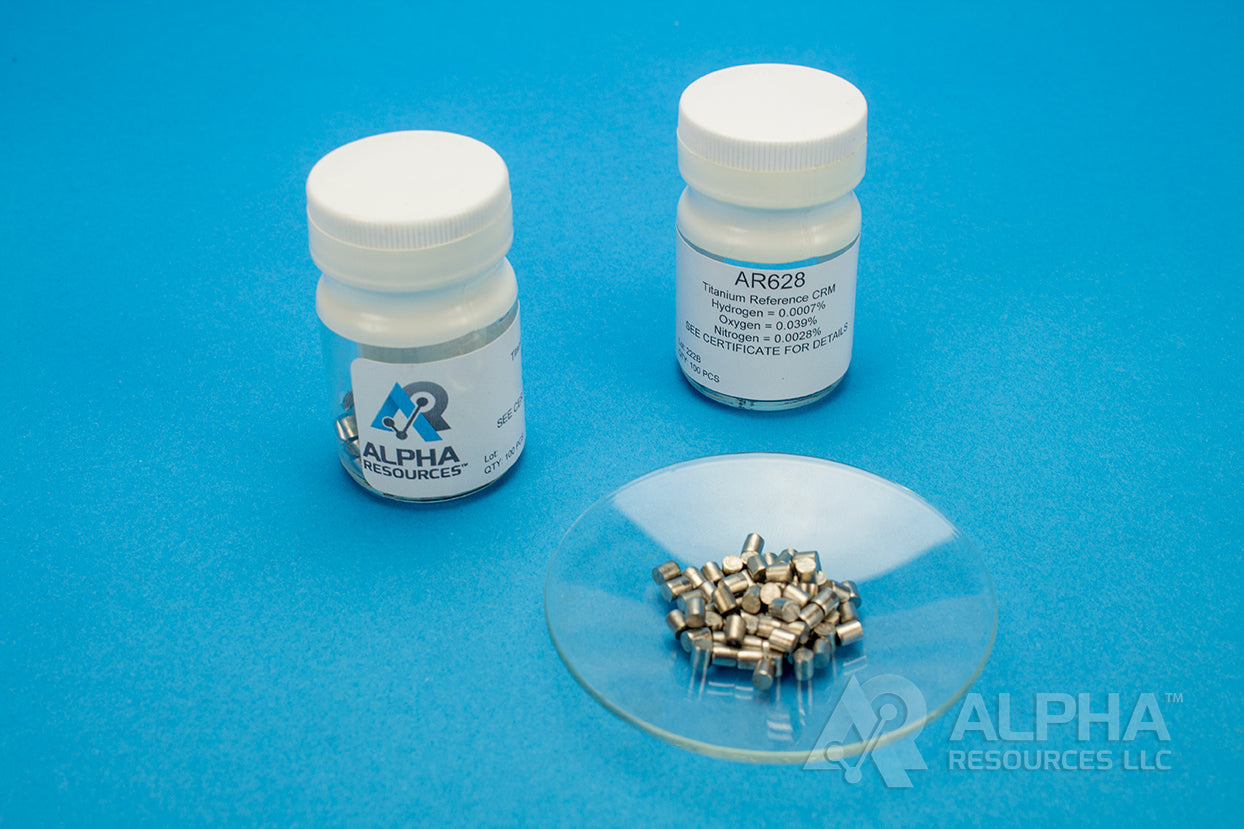 Hydrogen, Oxygen and Nitrogen in Titanium CRM (H= 0.0007%, O= 0.039%, N= 0.0028%) - 0.1g Pin - Alpha Resources part AR628