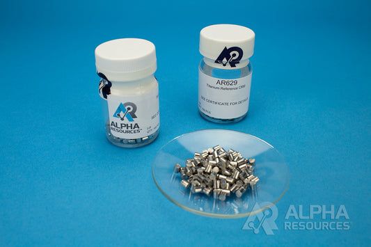 Hydrogen, Oxygen and Nitrogen in Titanium CRM (H= 0.0003%, O= 0.156%, N= 0.0096%) - 0.1g Pin - Alpha Resources part AR629