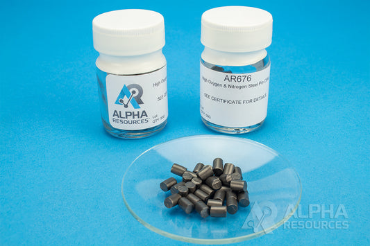 Oxygen and Nitrogen in Steel Pin CRM (O= 0.0387%, N= 0.150% - 0.5g Pins) - Alpha Resources part AR676