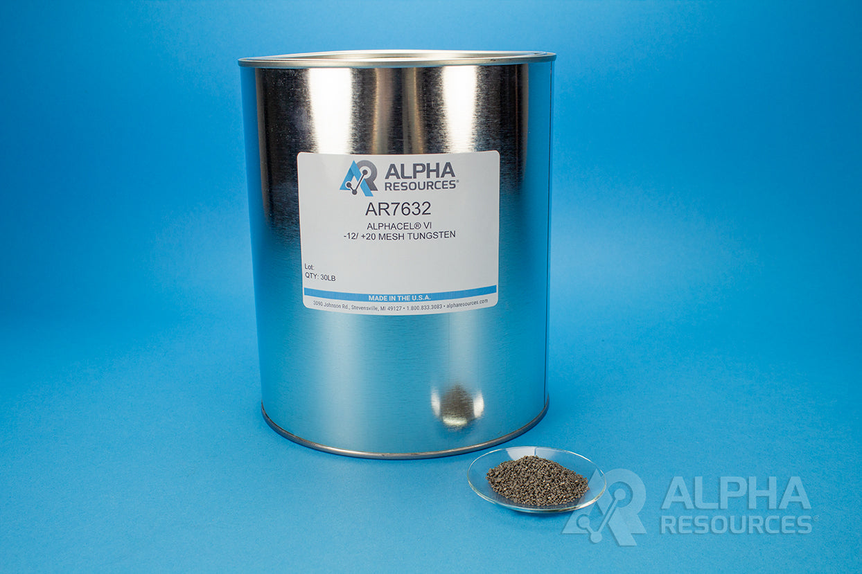 Alphacel VI Tungsten, Bulk, Coarse Grain,-12/ +20 Mesh - Alpha Resources part AR7632 (replaces LECO 763-027)