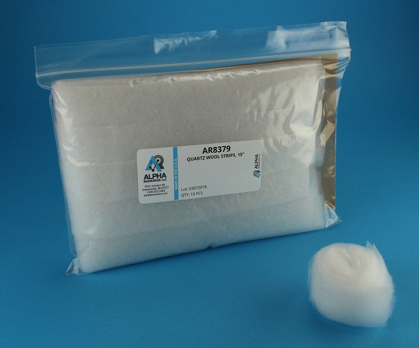 Quartz Wool Strips (10 x 15" Length) - Alpha Resources part AR8379 (replaces LECO 608-379)