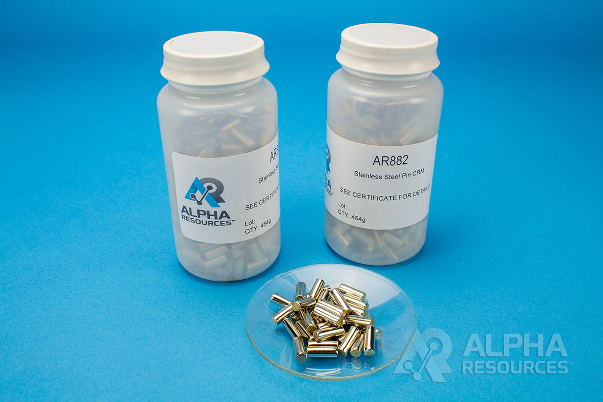 Carbon and Sulfur CRM (C= 0.0585% S= 0.0191) - 1g Steel Pin - Alpha Resources part AR882 (replaces LECO 501-675)