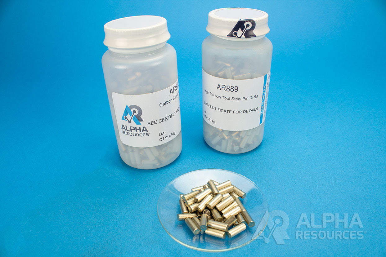 Carbon and Sulfur CRM (C= 0.951% S= 0.0018%) - 1g Steel Pin - Alpha Resources part AR889 (replaces LECO 501-679)