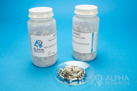 Carbon and Sulfur CRM (C= 0.105% S= 0.0048) - 1g Steel Pin - Alpha Resources part AR890 (replaces LECO 501-676)