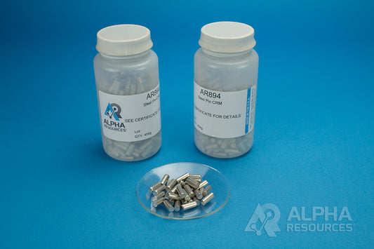 Carbon and Sulfur CRM (C= 0.568% S= 0.0033%) - 1g Steel Pin - Alpha Resources part AR894